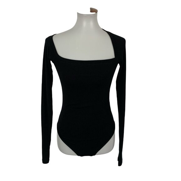 Alix NYC Bodysuit Medium Black Long Sleeve Slim Fit Sexy Club Minimal - Picture 1 of 7